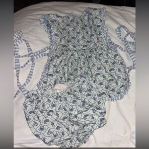Hannah Kate beach ocean animal Blue and White Baby Romper Set